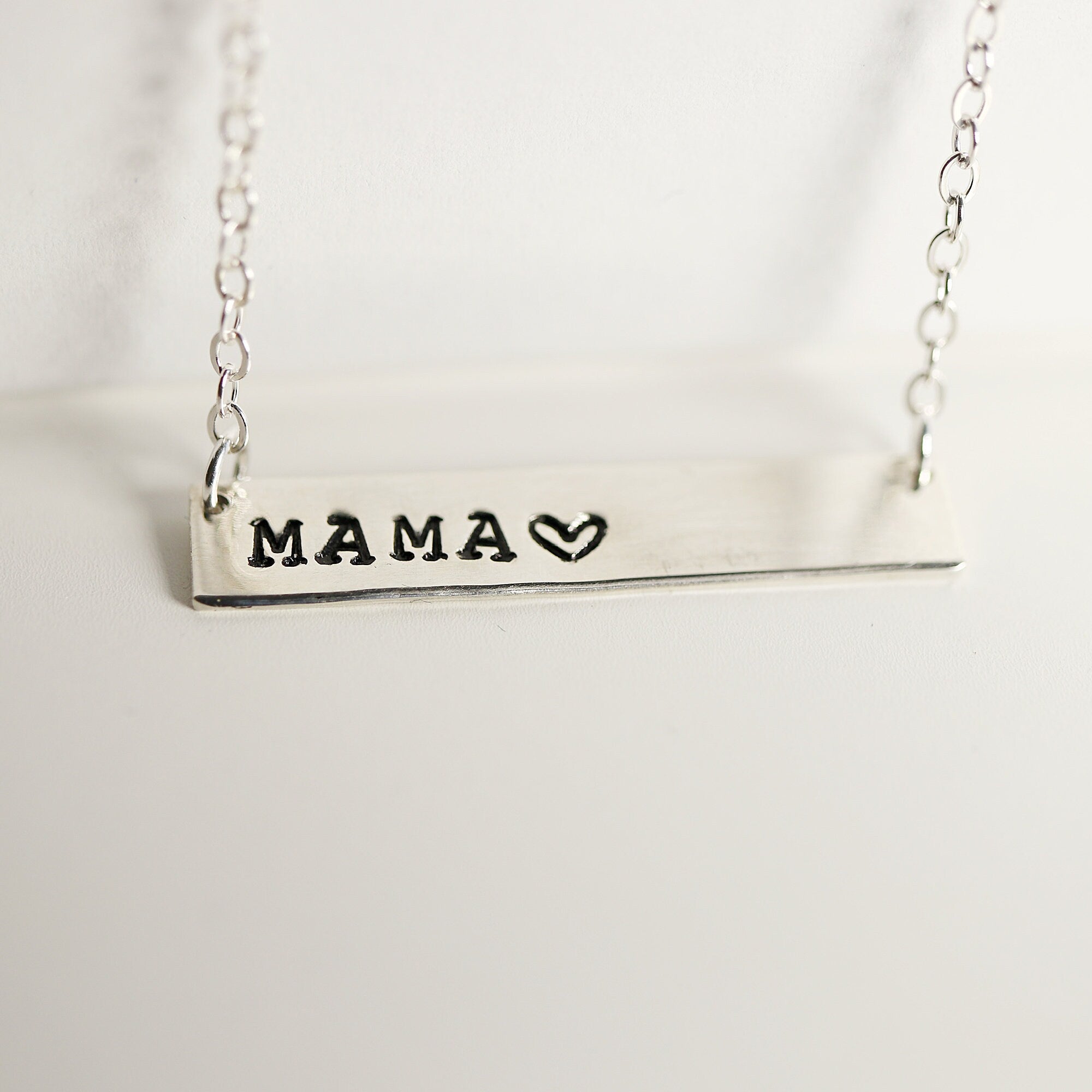 Sterling Silver Mama Bar Necklace, Mothers Necklace