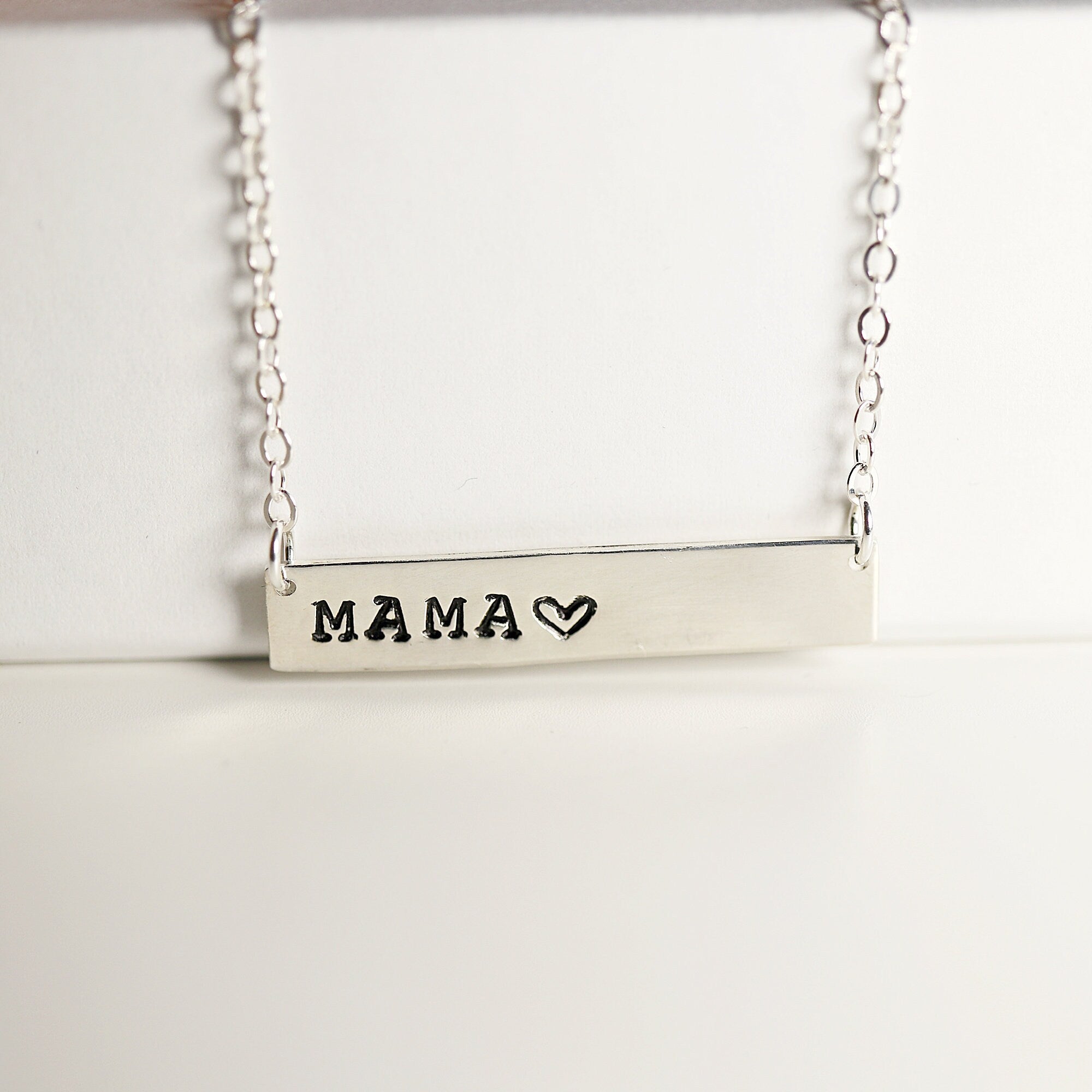 Sterling Silver Mama Bar Necklace, Mothers Necklace