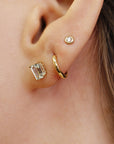 14k Gold Emerald Cut Aquamarine Stud Earrings