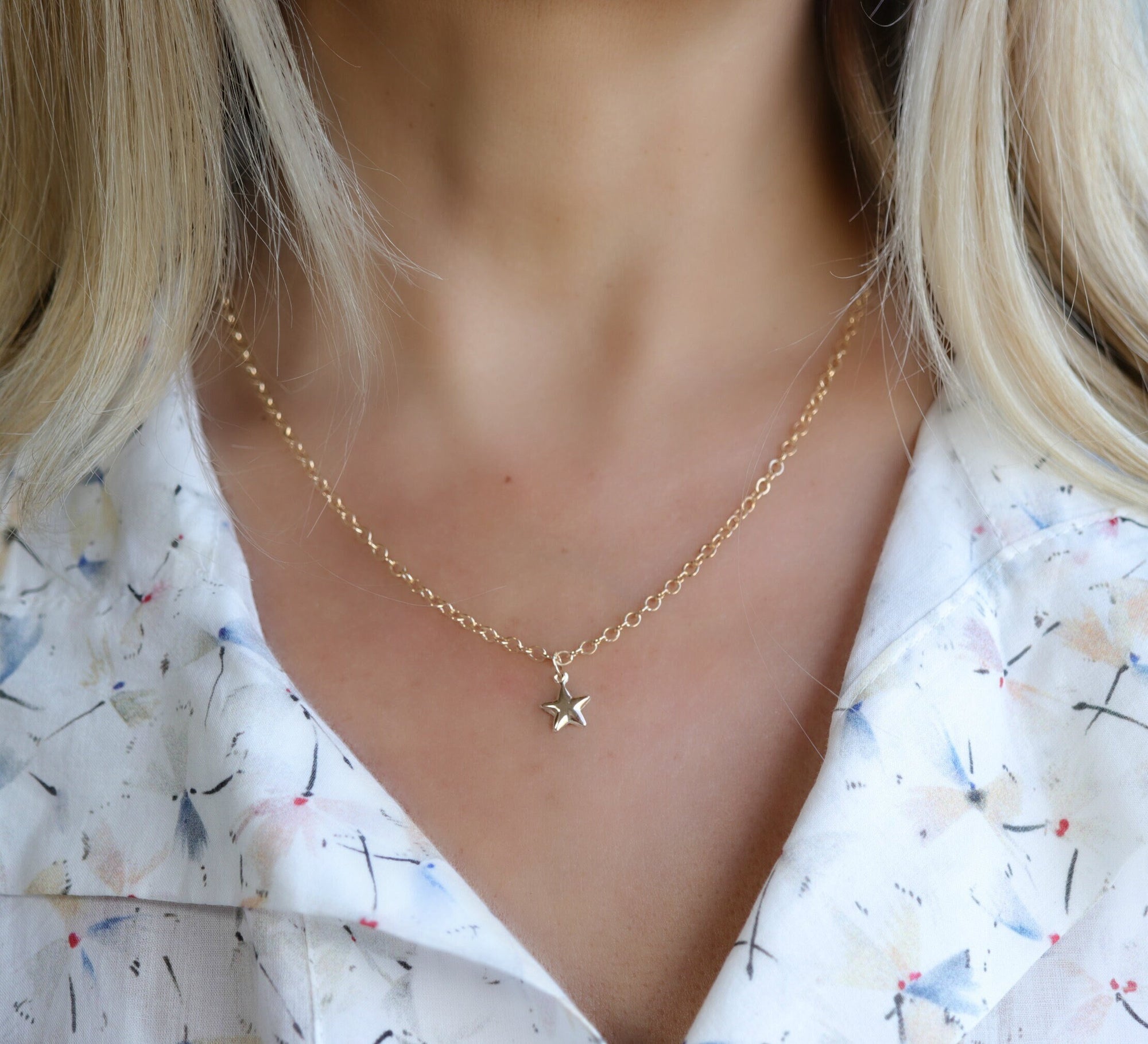 Gold Layering Star Necklace, Gold Filled Star Charm