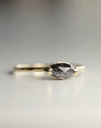 East West Salt and Pepper Diamond Ring, Rose Cut Marquise Diamond Ring