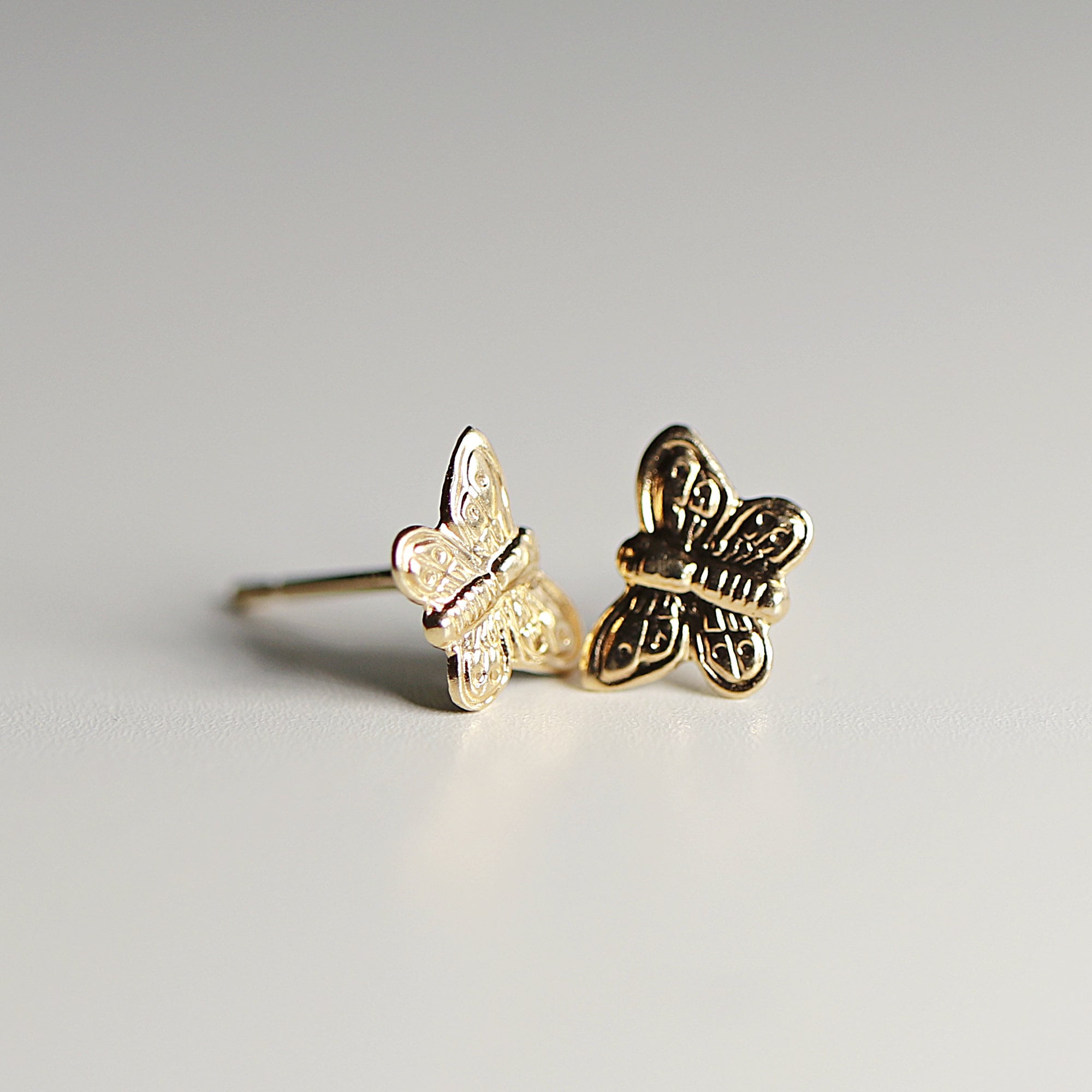 Butterfly Stud Earrings 14k Gold, Butterfly Earrings, Butterfly Jewelry, Minimalist Gold Butterfly Earrings, Graduation Gift, Teen Jewelry