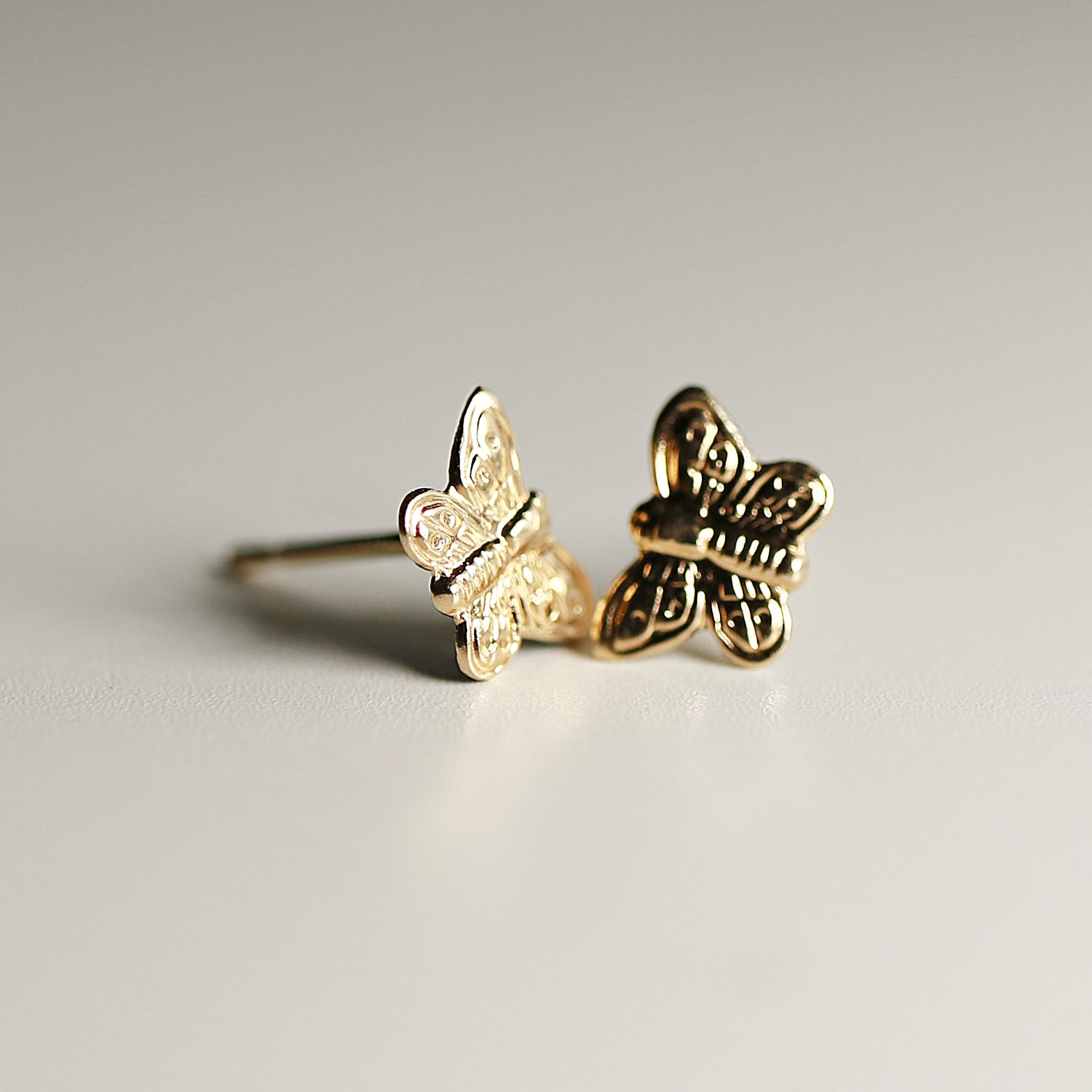 Butterfly Stud Earrings 14k Gold, Butterfly Earrings, Butterfly Jewelry, Minimalist Gold Butterfly Earrings, Graduation Gift, Teen Jewelry