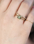 Bezel Set Green Tourmaline Ring, Emerald Cut Tourmaline Ring
