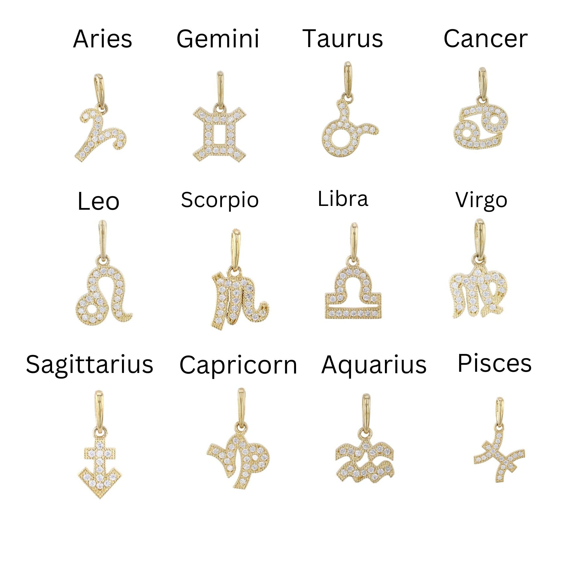 14k Solid Gold Zodiac Necklace, Custom Zodiac Necklace