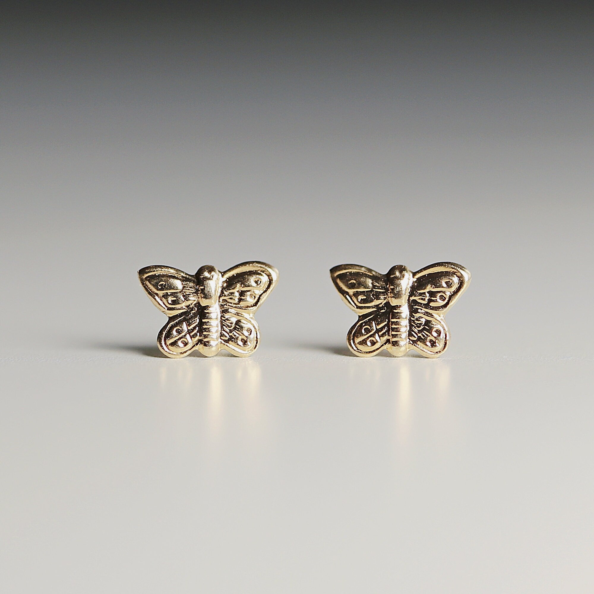 Butterfly Stud Earrings 14k Gold, Butterfly Earrings, Butterfly Jewelry, Minimalist Gold Butterfly Earrings, Graduation Gift, Teen Jewelry