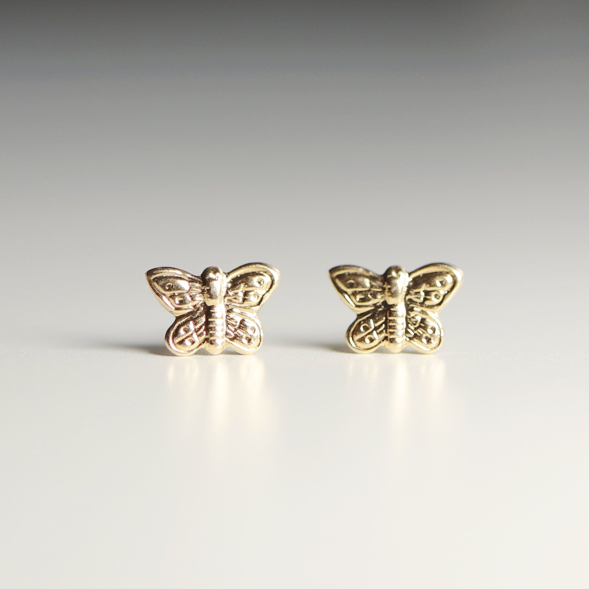 Butterfly Stud Earrings 14k Gold, Butterfly Earrings, Butterfly Jewelry, Minimalist Gold Butterfly Earrings, Graduation Gift, Teen Jewelry