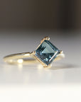 Princess Cut Indicolite Tourmaline Ring 14k gold, Solitaire Tourmaline Ring, Handmade Tourmaline Engagement Ring, Minimalist Ring