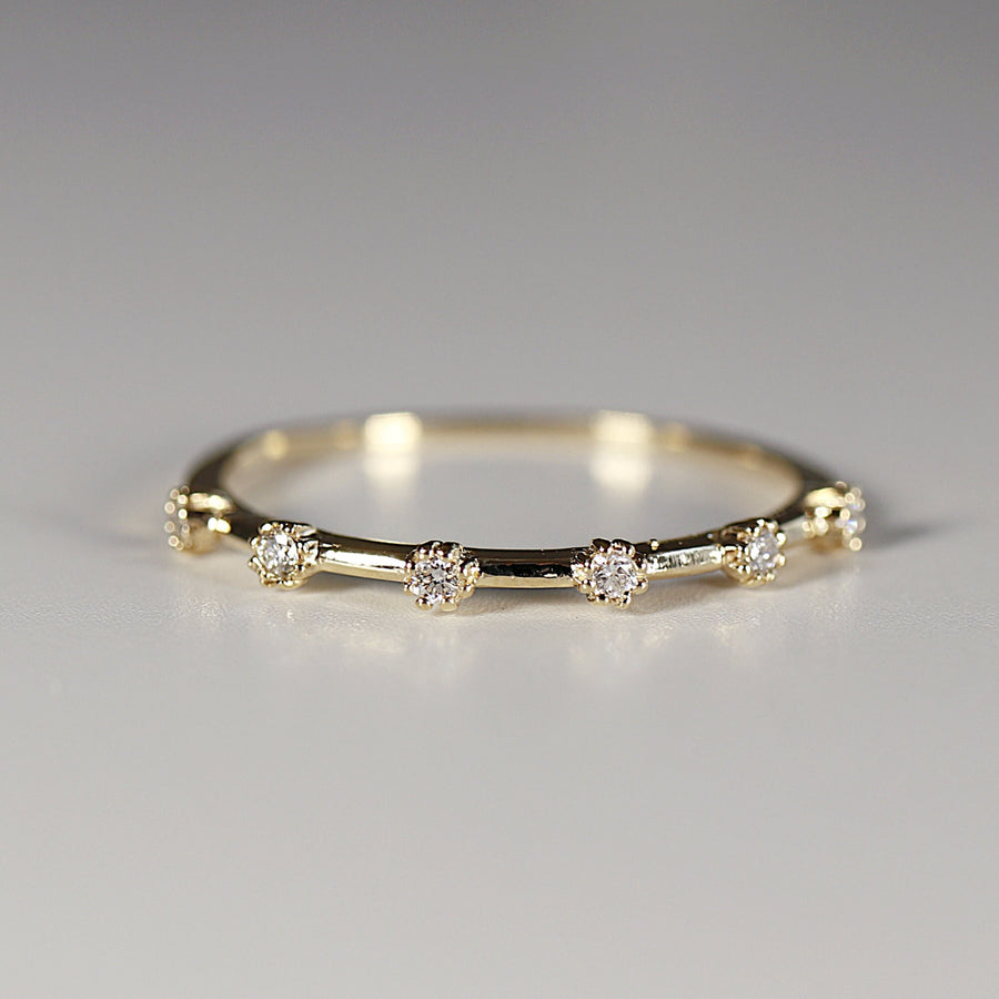 14k Solid Gold 6 Diamond Band Ring