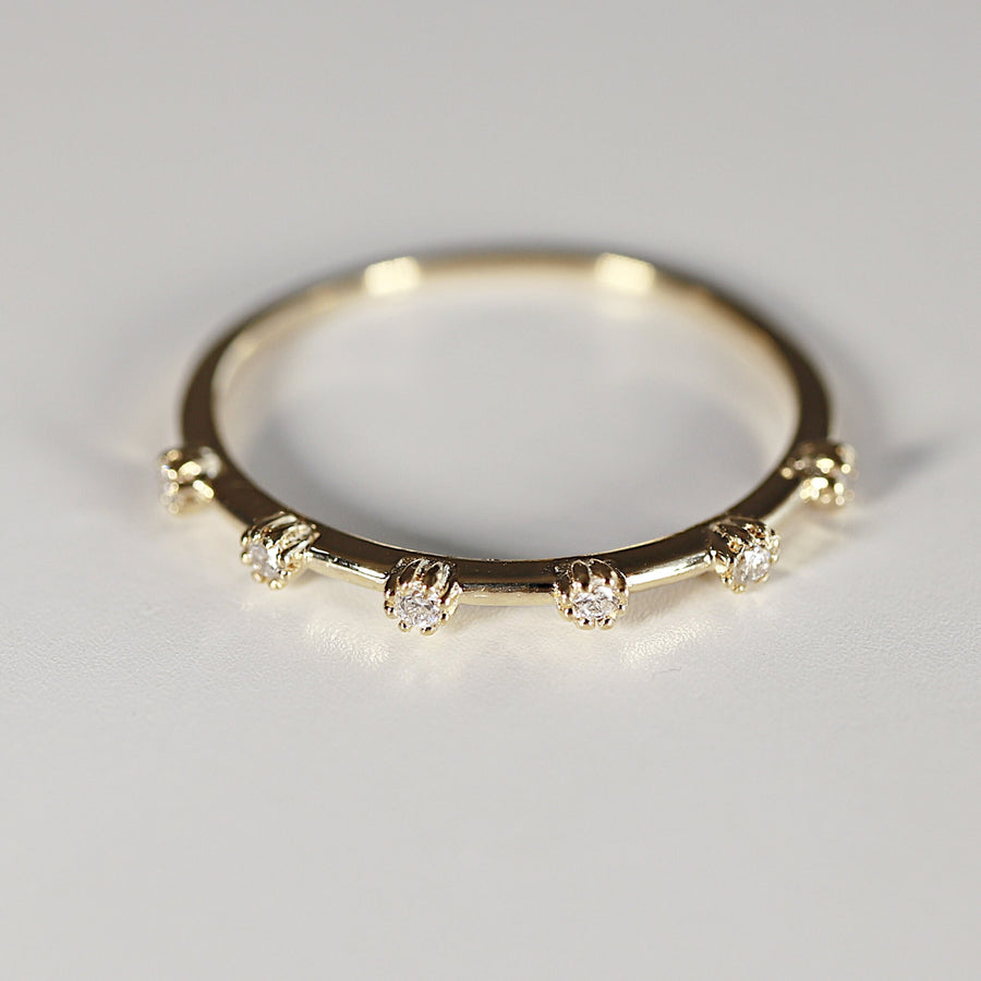 14k Solid Gold 6 Diamond Band Ring