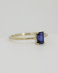 Blue Sapphire Engagement Ring 14k Gold, Emerald Cut Sapphire Ring, Minimalist