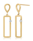 14k Gold Dangle Earrings, Geometric Diamond Earring