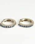 Mini Aquamarine Huggies, 14k White Gold Huggie Earrings, 10 mm Huggies
