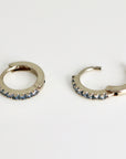 Mini Aquamarine Huggies, 14k White Gold Huggie Earrings, 10 mm Huggies