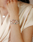 Sterling Silver and Gemstones Cuff Bracelet, Statement Cuff, Handmade Designer Cuff Bracelet, Emerald, Tourmaline, Ruby, Diamond Bracelet