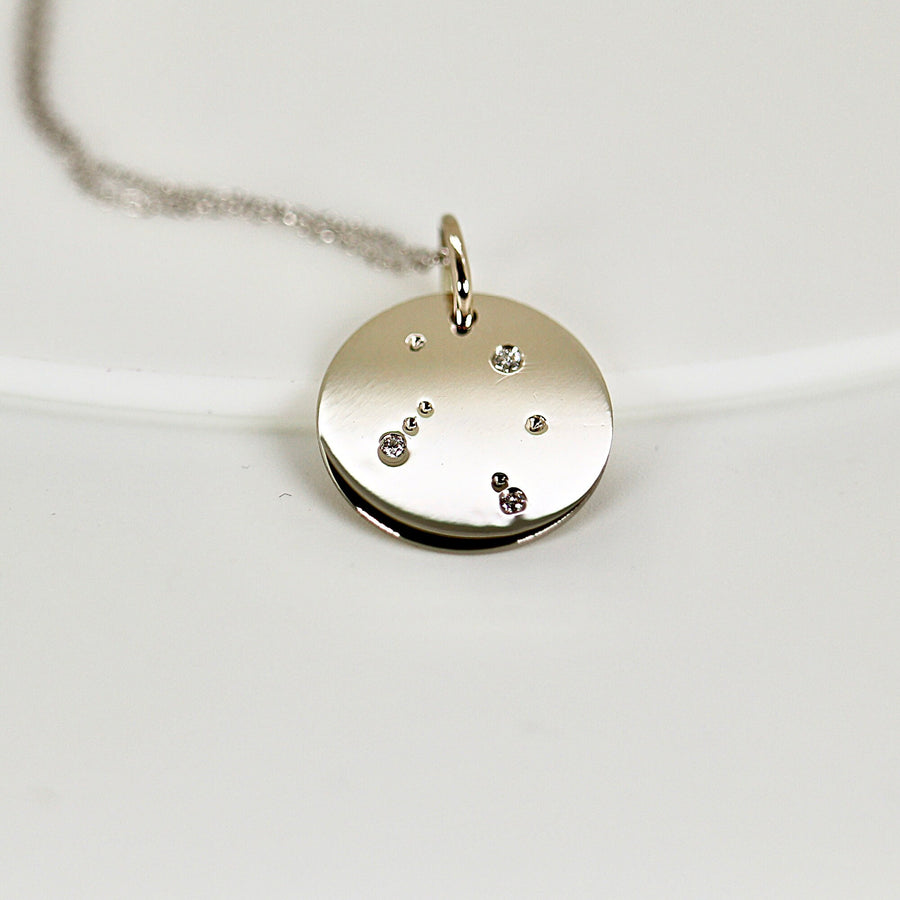 Constellation Necklace in Solid Gold, Diamond Zodiac Sign Necklace, White Gold Zodiac Necklace, Birthday Gift