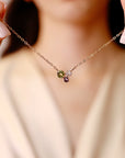 14k Gold Bezel Set Multi Gemstone Necklace