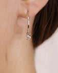 Diamond Dangle Stud Earrings, 14k White Gold, Diamond Charm Earrings, White Gold Diamond Earrings, Bridal Earrings, Wedding Earrings