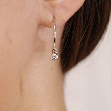 Diamond Dangle Stud Earrings, 14k White Gold, Diamond Charm Earrings, White Gold Diamond Earrings, Bridal Earrings, Wedding Earrings
