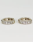 Diamond Huggie Earrings 14k White Gold, Small Diamond Hoop Earrings, Thick Small Huggies, Bridal Earrings, Wedding Gift