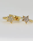 Diamond Star Earrings 14k Gold, Star Huggies Hoop Earrings, Pave Diamonds Star Earrings, Celestial Earrings, Statement Earrings