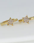 Diamond Star Earrings 14k Gold, Star Huggies Hoop Earrings, Pave Diamonds Star Earrings, Celestial Earrings, Statement Earrings
