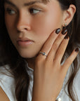 Salt and Pepper Diamond Ring 14k Gold, Rose Cut Bezel Setting Oval Diamond Ring with flush set diamonds