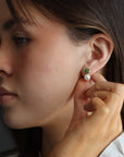 Pearl and Green Tourmaline Earrings 18k Solid Gold
