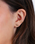 14k Gold Cz Ear Cuff, Single (Half Pair) Solid Gold Ear Cuff, No Piercing Gold Cartilage Cuff, Non Pierced Ear Wrap