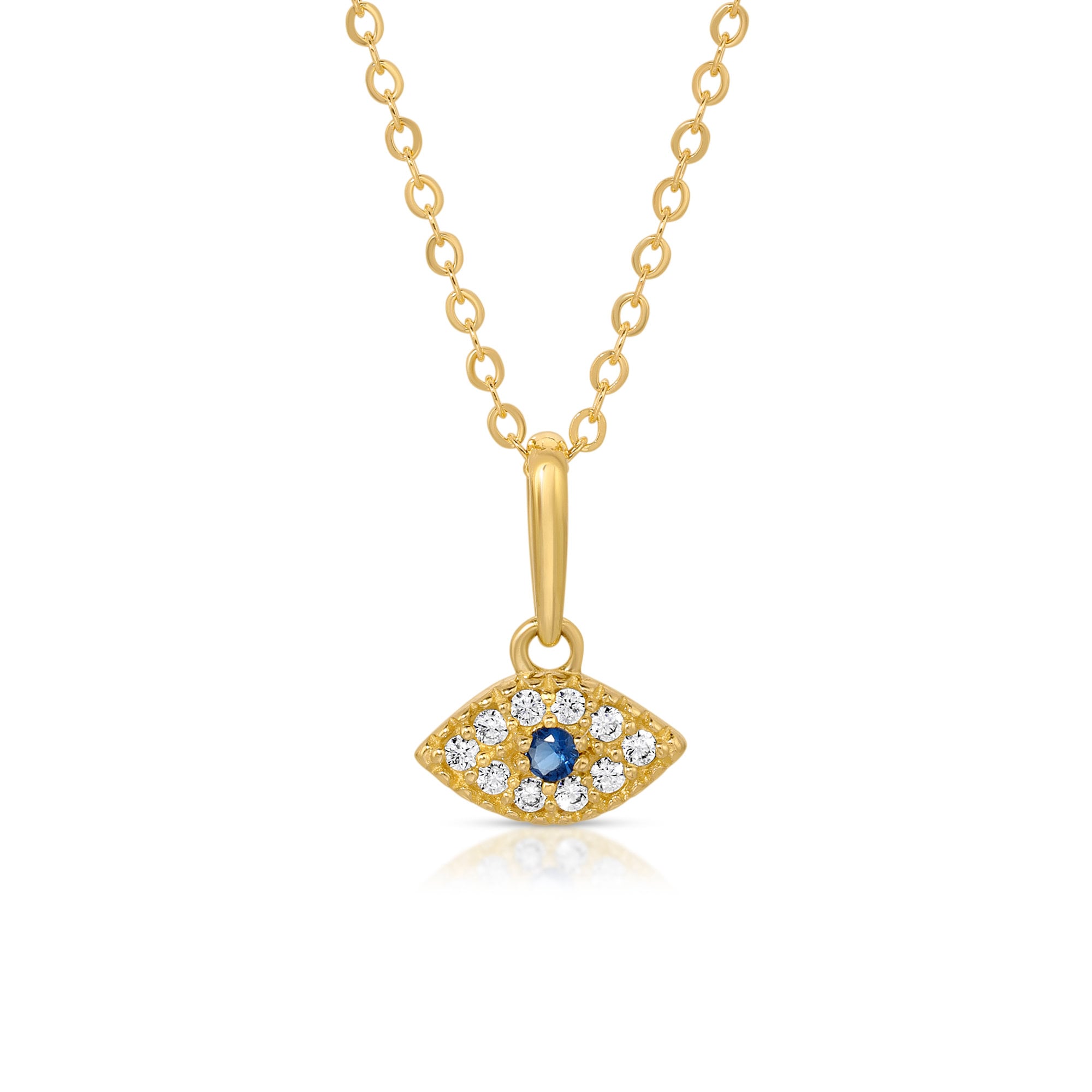 14k Gold Sapphire Evil Eye Necklace