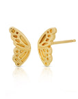 14k Gold Butterfly Wings Stud Earrings, Nature Inspired Gift, Butterfly Earrings