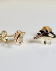 Dinosaur Earrings 14k Solid Gold, Single / Pair, Plateosaurus Dinosaur Earrings, Youth Earrings, Daughter Gift, Christmas Gift