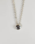 Sterling Silver Pebble Necklace, Handmade Necklace, Silver and Cz Floating Pebble Necklace, Silver Flush Set Necklace