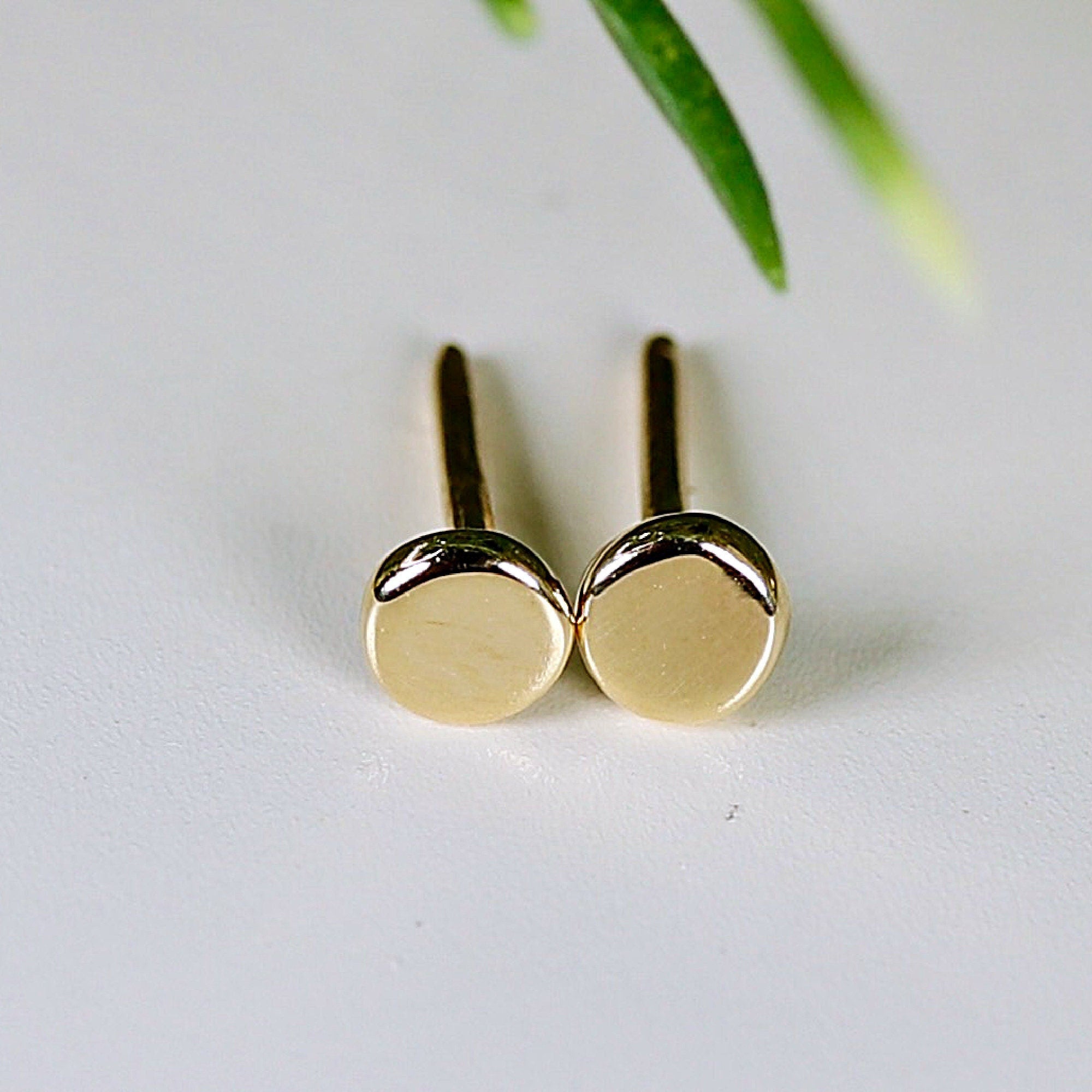 14k Yellow Gold Round Earrings