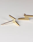 Lightning Bolt Earrings 14k Solid Gold, Lightning Bolt Jewelry, Minimalist Gold Striker Earrings, Edgy Earrings, Novelty Earrings
