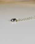 Sterling Silver Pebble Necklace, Handmade Necklace, Silver and Cz Floating Pebble Necklace, Silver Flush Set Necklace