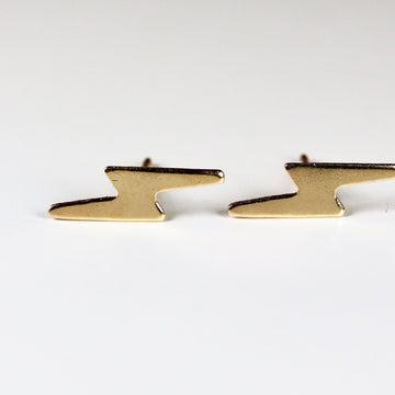 Lightning Bolt Earrings 14k Solid Gold, Lightning Bolt Jewelry, Minimalist Gold Striker Earrings, Edgy Earrings, Novelty Earrings