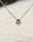 Bezel Set Swiss Blue Topaz Necklace 14k Solid Gold, Minimalist Sliding Necklace, Topaz Pendant, Gemstone Necklace, Valentine's Day Gift