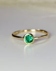14k Gold Emerald Ring, Stacking Minimalist Gemstone Ring, Green Gemstone Ring, Gold Birthstone Stacking Ring May Birthstone