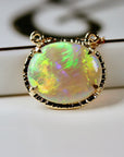 Australian Opal Necklace 14k Solid Gold, Genuine Fire Opal Pendant Necklace, October Birthstone Jewelry, Gift For Her