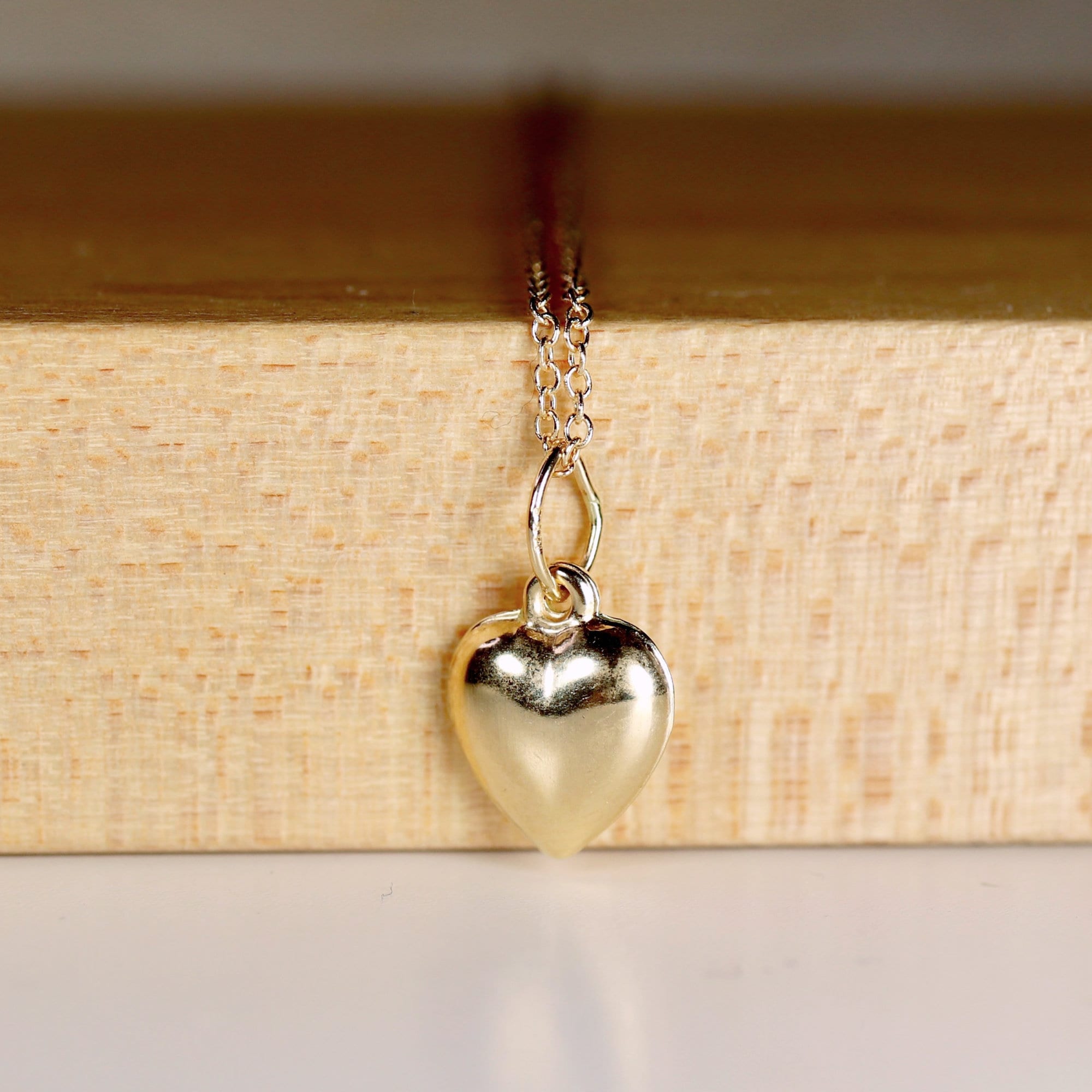 14k Gold 3D Puffy Heart Bracelet Charm or Necklace, Mini Puffy Heart Pendant, Sister Gift, Valentine&#39;s Gift for Her