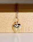 14k Gold 3D Puffy Heart Bracelet Charm or Necklace, Mini Puffy Heart Pendant, Sister Gift, Valentine's Gift for Her
