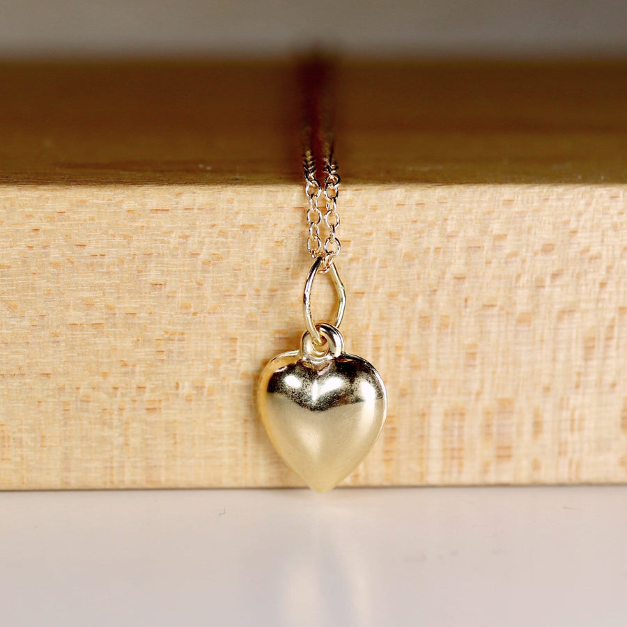 14k Gold 3D Puffy Heart Bracelet Charm or Necklace, Mini Puffy Heart Pendant, Sister Gift, Valentine's Gift for Her
