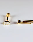 Marquise Diamond Labret Earrings 14k Solid Gold, Tiny Marquise Bezel Set Diamond Flat Back Studs, Minimalist Diamond Studs