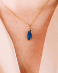 Boulder Opal w Sapphire Pendant 14k Solid Gold, October Birthstone, Gold Blue Fire Opal Necklace, Australian Opal Necklace, Gift For Her