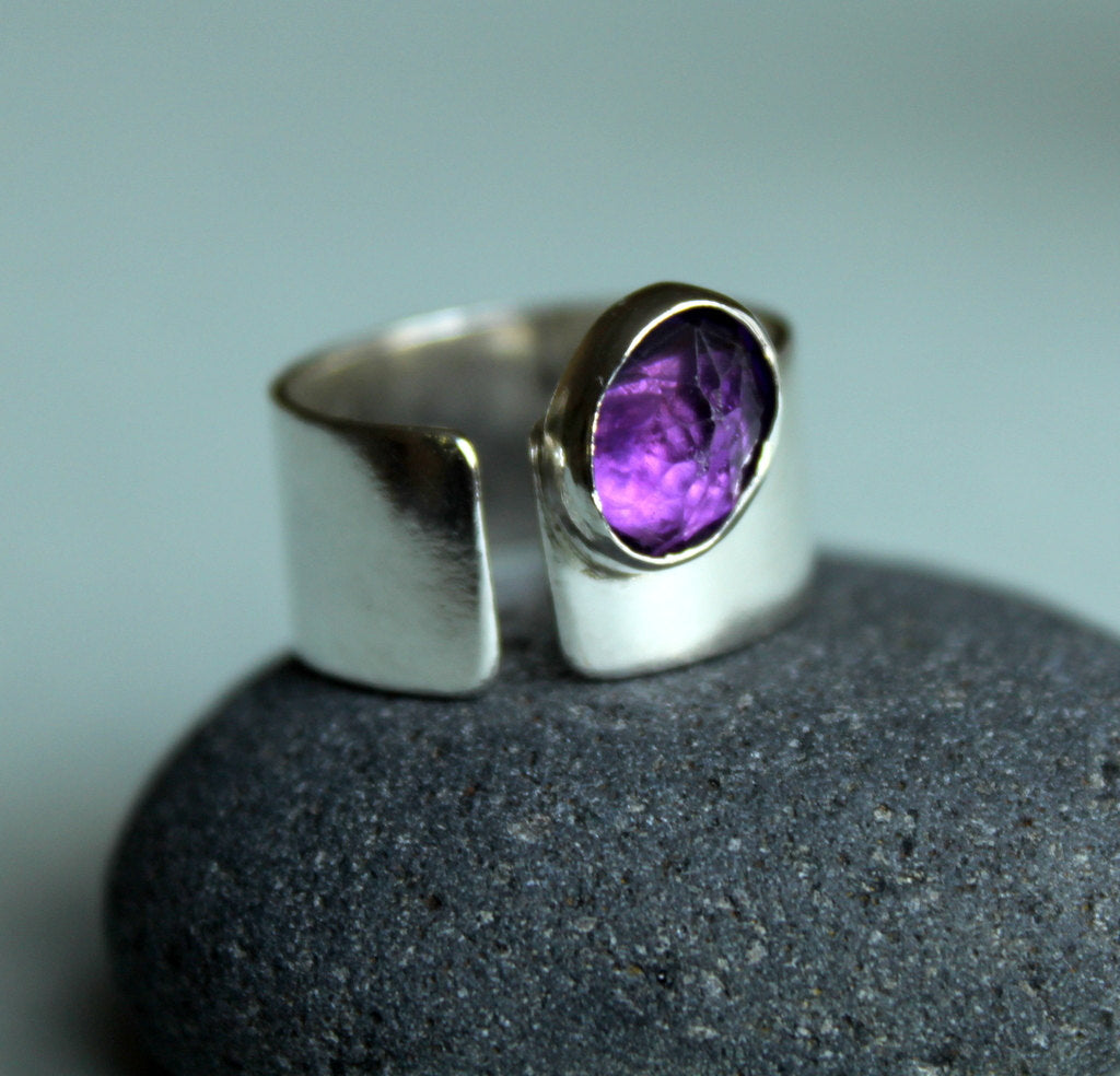 Sterling Silver Amethyst Ring, February Birthday Gift – Melt'm Jewelry