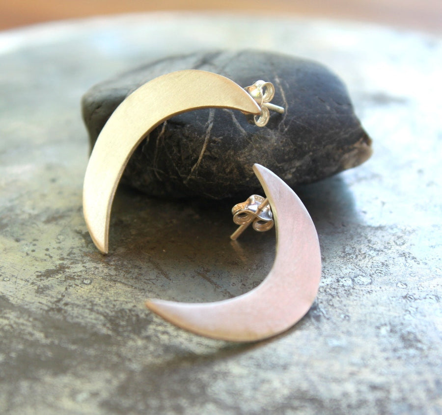 Sterling Silver Crescent Moon Earrings, Moon Goddess Earrings