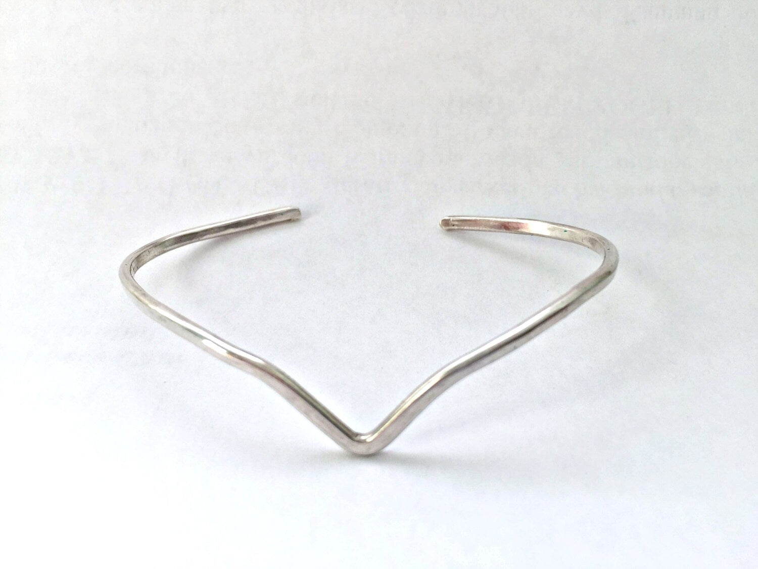 Chevron Cuff Bracelet, Stacking Open Bangle, Sterling Silver